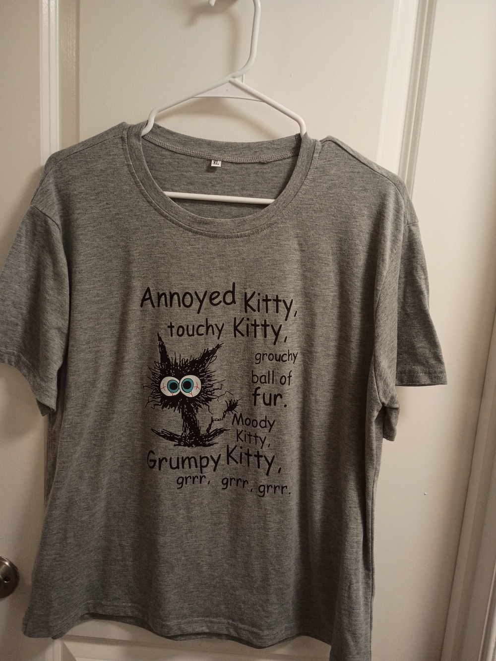 Annoyed Kitty Graphic Tee - Gray